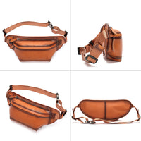Full-grain Leather Casual Waist Bag, Genuine Leather Shouldercrossbody Bag