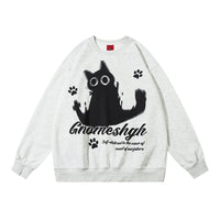 Kitten Printed Loose Sweatshirt