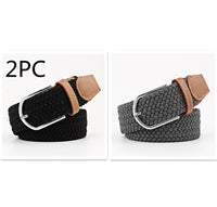 Women's Canvas Belt Student Pants Casual Stretch Braided Needle Buckle