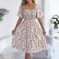 Floral Short-Sleeve Slim-Fit Dress Womens Clothing
