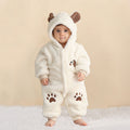 Baby One-piece Pants Pajamas Double-sided Velvet Three-dimensional Hooded Jumpsuit