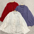 Japanese Style Artistic Linen Wooden Ear Loose Princess Sleeves Shirt