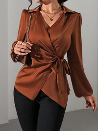 Women's Solid-color Designer-style Long-sleeve Satin Shirt