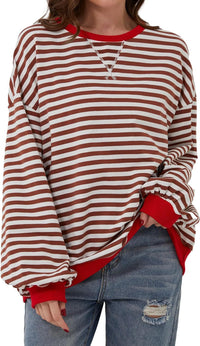 Women's Loose-fitting Casual Striped Hoodie