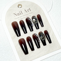 Hand-worn Nail Time Ashes Maillard Gradient Black Manicure