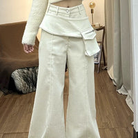 Apricot High-waisted Pocket Workwear Jeans Pants