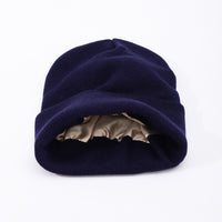 Womens Hair-protecting Warming Knitted Satin Beanie