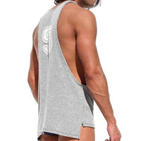 Men's Summer Solid Color Muscle Loose Printed Sleeveless Vest
