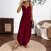 Summer New Sleeveless Strappy Striped Printed Maxi Dress