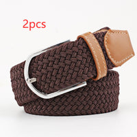 Women's Canvas Belt Student Pants Casual Stretch Braided Needle Buckle