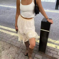 Amazon See-through Lace Asymmetric Skirt