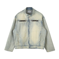 Men's High Street Fashion American Vintage Zipper Stand Collar Multi-pocket Jacket