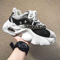 Mens Casual Elevated Denim Sneakers With Thick Soles