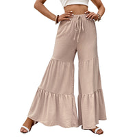 Women's Casual Elastic High-Waist Patchwork Flare Pants