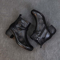 Soft Bottom Soft Surface Retro Female Boots Hole Shoes