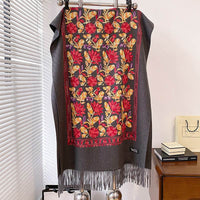 Autumn And Winter Plant Flowers Embroidered Retro Artistic Ethnic Style Cashmere-like