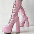 High-heeled Strap-decorated Platform Chunky-heel Plus-size Womens Over-the-knee Sandals