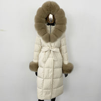 Thickened Long Section White Goose Down Slim Fit Women's Coat
