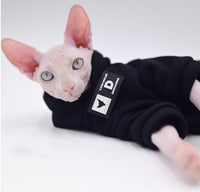 Street-style Fleece-lined Winter Sweater For Hairless Cats Soft Sphynx Cat Clothing