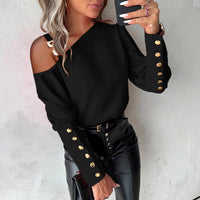 Fashion Lantern Sleeve Button Splicing Shirt Women Elegant Office Commuter O Neck Blouse Female Fall Spring Daily Casual Tops
