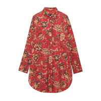 Ethnic Floral Print Long Sleeve Long Shirt