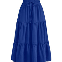 European And American Solid Color Stitching Ruffle Elastic Pocket Skirt