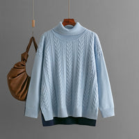 Two-tone Patchwork Jacquard Loose  Western-style Slimming Top For Women