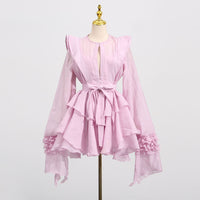 Women's Ruffled Lantern Sleeves Jumpsuit Skirt