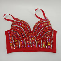 Bubble Bead Acrylic Hand-Sewn Rhinestone Fishbone Bra