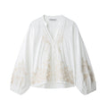 Ethnic Floral Positioning Embroidered Flower Long Sleeve Shirt