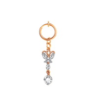 Heart-shaped Zircon Ring Without Perforation Body Piercing Jewelry Titanium Steel Inlaid Pearl Navel Nail