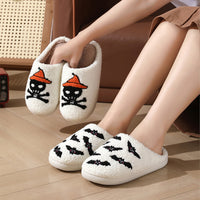 Halloween Skull Rose Slippers Winter Warm Indoor Floor Bedroom Home Slipper For Women