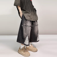 Hip Hop Wide Leg Retro Denim Shorts