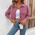 Women's Casual Long Sleeve Shirt Coat Button Jacket Retro Artistic