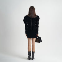 Embroidered Lace Stitching Black Slim Skirt