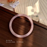 Ice-Translucent Lotus-Pink Quartzite Jade Round-Bar Noble Consort Jade Bracelet