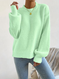 Round Neck Small Turtleneck Drop-shoulder Knitted Pullover