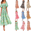 Floral Pleated Puff Sleeve Dress