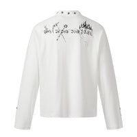 New American-style Retro Dark-themed Trendy Printed Mens Long-sleeve Shirt