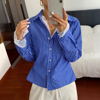Striped Button Long Sleeve Shirt For Women