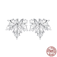 Original Romantic Maple Leaf Argent Pur Ear Studs Earrings