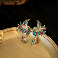 Colorful Auspicious Bird Ear Studs Women's Fashion