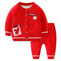 Baby Sweater Suit Girls' Fleece-lined Thickened Clothes Sweater