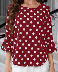 Women's Polka Dot Printed Round Neck Shirt