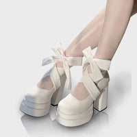 Women's Fashion Cross Lace-up Mary Jane High Heels