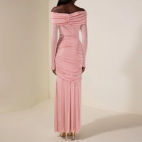 Off-Shoulder Ruched Cross-Fit Sheath Dress For Women