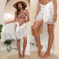 Plus Size Women's Tassel Stitching Lace See-through