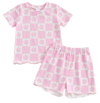 Girls' Printed Tops Casual 2 Pieces Suit