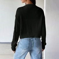 Women's Loose Long Sleeve Knitted Coat Solid Color Breasted Casual