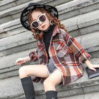 Girls' Plaid Shirt Mid-length Fashion Dovetail